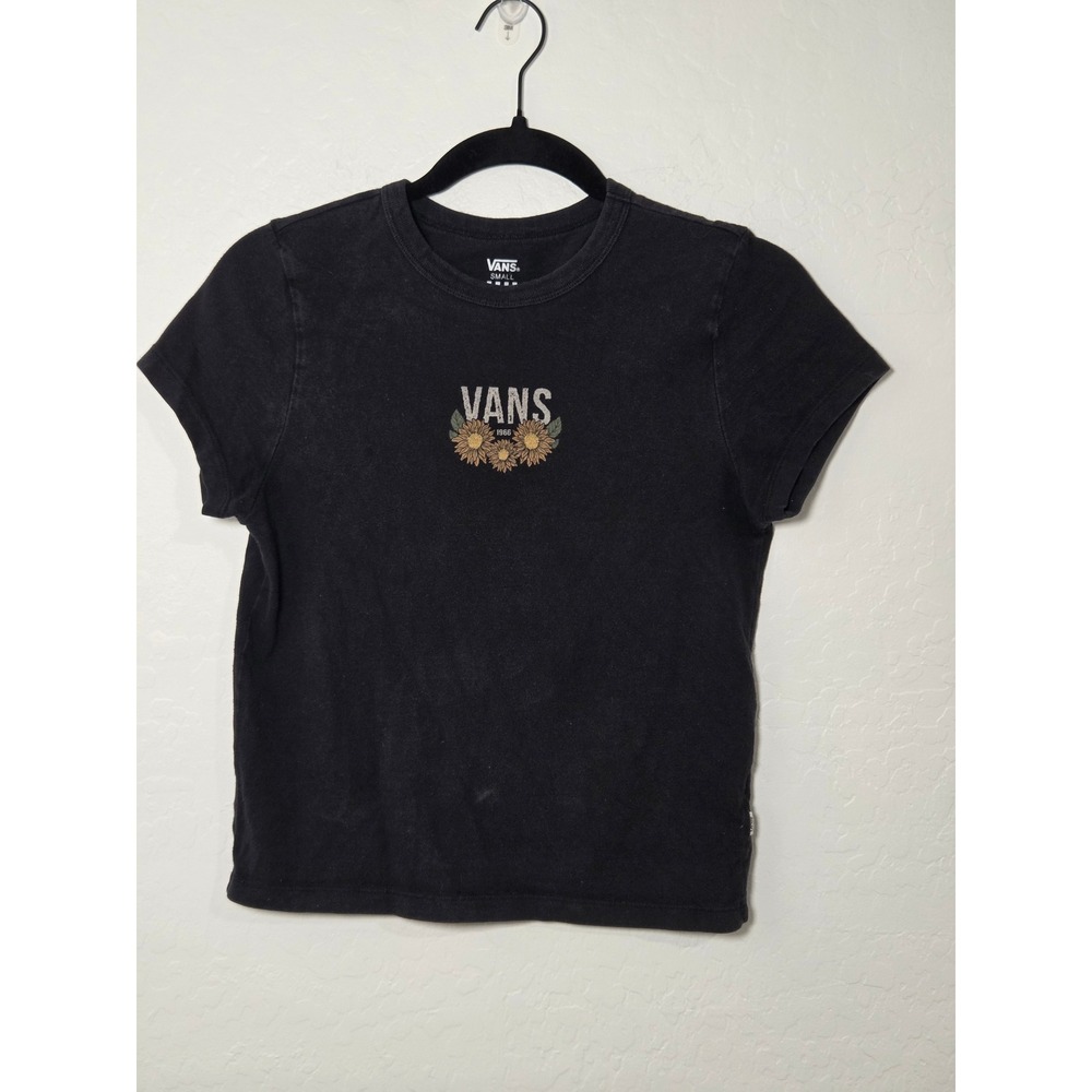 Vans Off The Wall Sunflower Graphic Tee Black Short Sleeve Crewneck Shirt Small